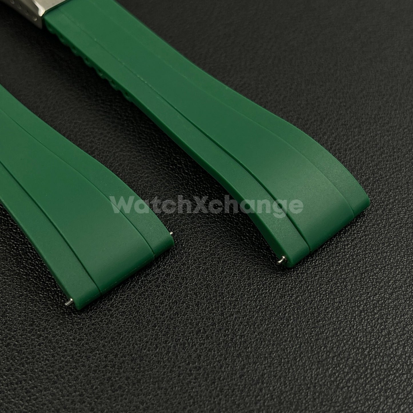 Green Rubber Watch Strap Deployment Clasp Cut To Size Quick Release 20mm 22mm