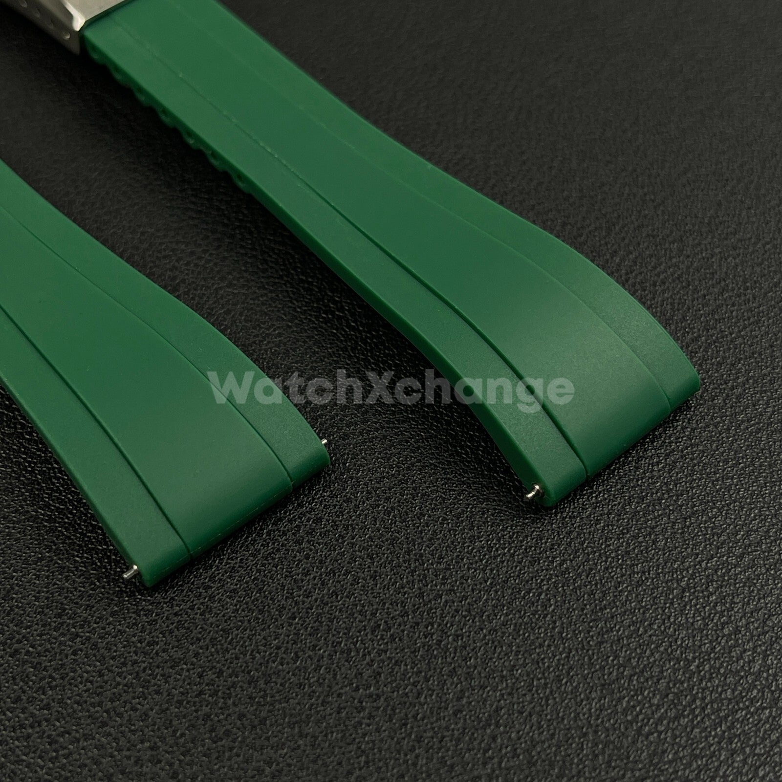 Green Rubber Watch Strap Deployment Clasp Cut To Size Quick Release 20mm 22mm