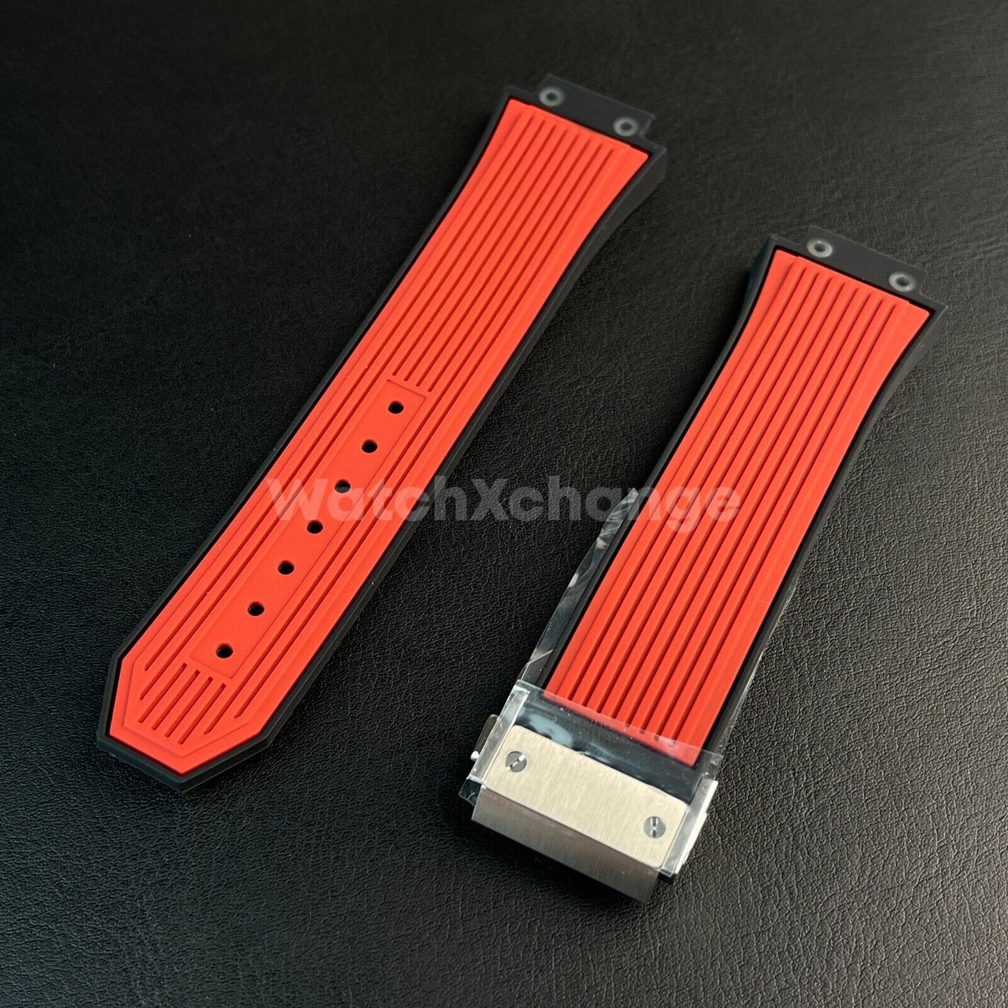 Red Rubber Silicone Watch Strap Waterproof Band 27*17mm Fit HUBLOT BIG BANG