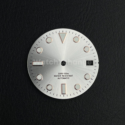 28.5mm Silver & Rose Gold Watch Dial for SEIKO NH35 Watch Movement