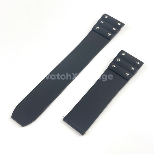 Black 21mm Silicone Rubber Watch Strap For Cartier Santos