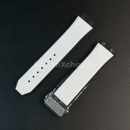 White Rubber Silicone Watch Strap Waterproof Band 27*17mm Fit HUBLOT BIG BANG