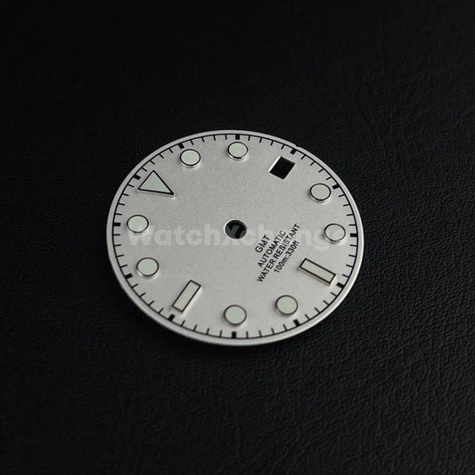 29mm White Watch Dial w/Green Luminous Replacement for NH35 Watch Movement Parts