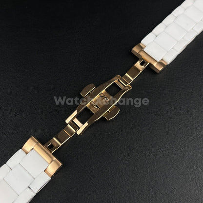 White 20 23mm RUBBER/STEEL Strap Band Bracelet fit Emporio Armani AR5905 AR5906