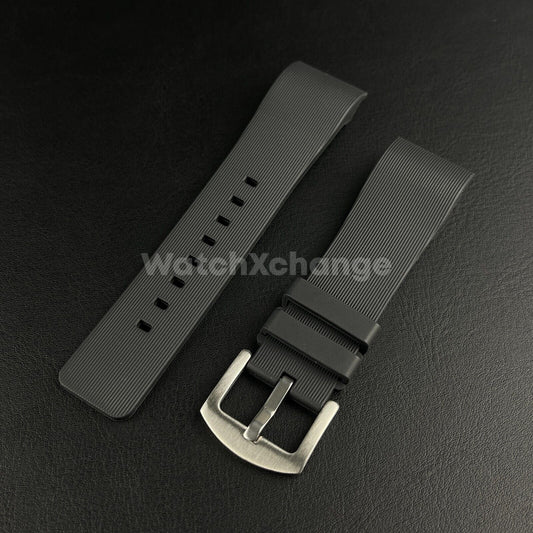 Black Silicone Rubber Watch Strap For Cartier Santos 100 Curved Ends 20 / 23mm