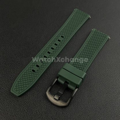 Green Premium Waffle FKM Rubber Watch Strap Band 20mm 22mm Quick Release