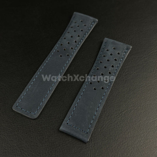 Blue Suede Leather Strap For TAG Heuer Carrera Monaco 20mm 22mm 24mm