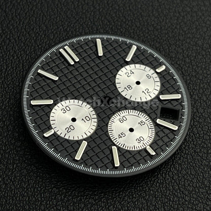 Black & Silver 31.8mm Modified Watch Dial Accessory for VK63 Quartz Movement