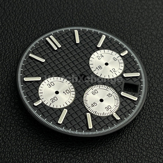 Black & Silver 31.8mm Modified Watch Dial Accessory for VK63 Quartz Movement