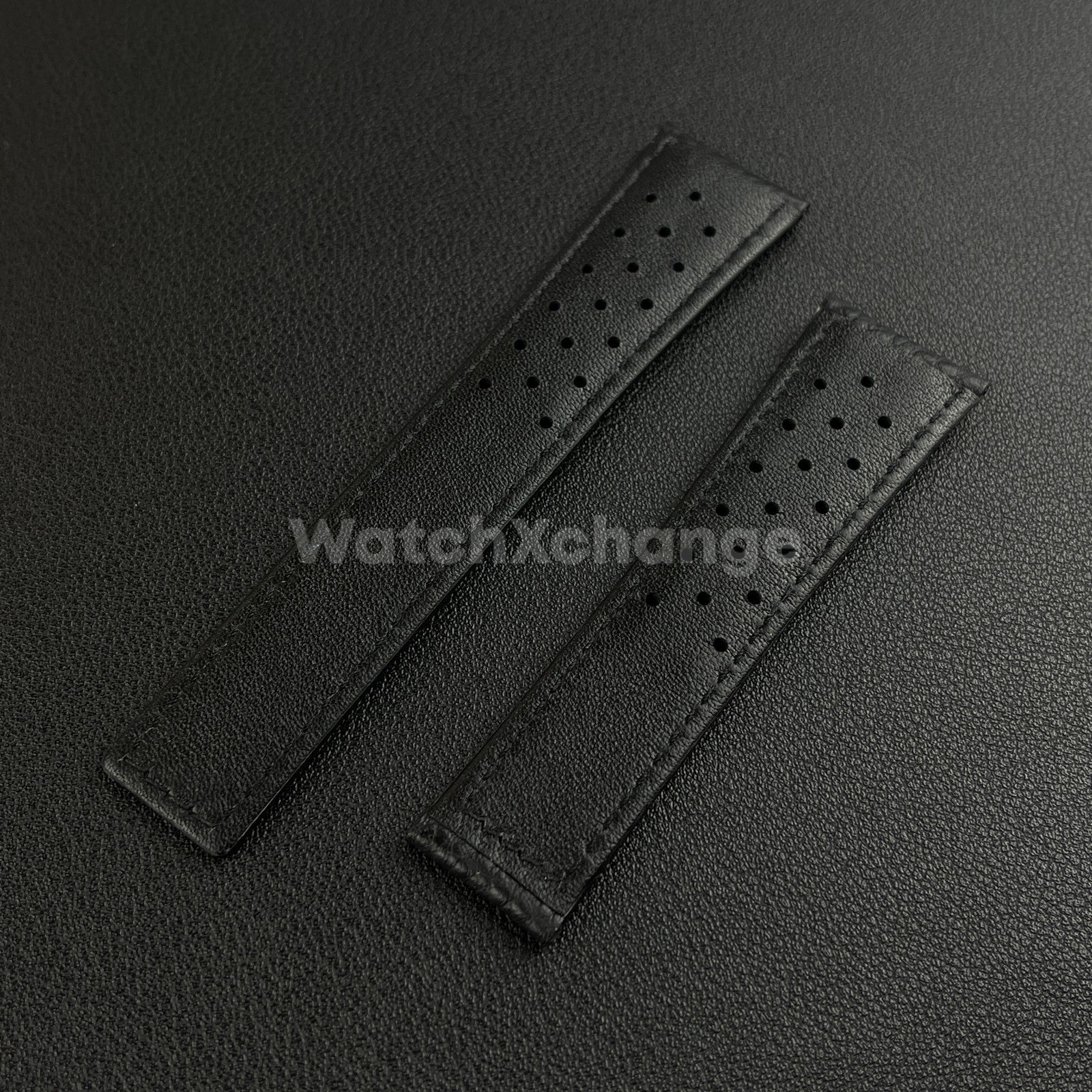Black 22mm Perforated Leather Racing Strap for TAG Heuer Monaco Wrist Band