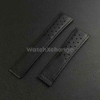 Black 22mm Perforated Leather Racing Strap for TAG Heuer Monaco Wrist Band