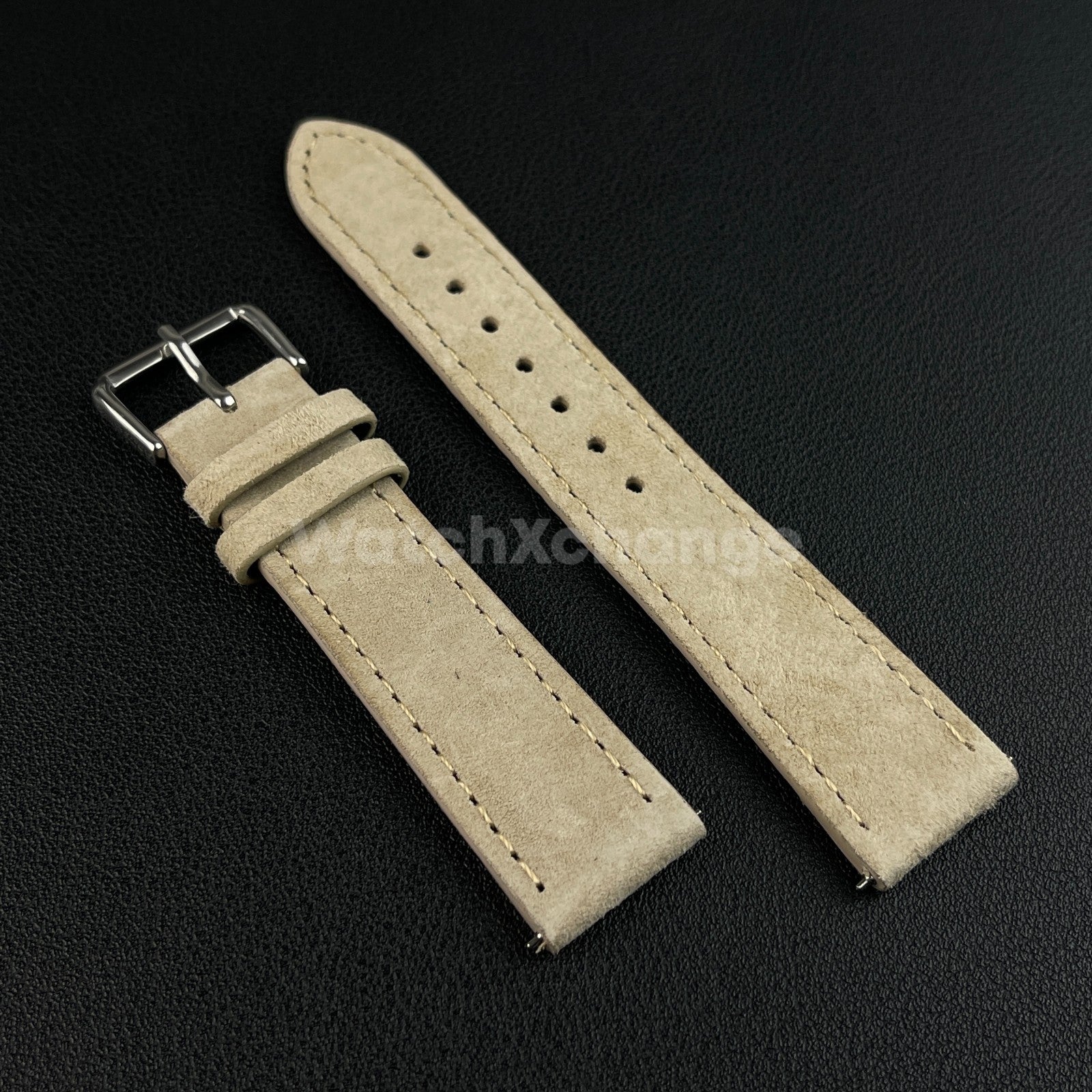 Beige Watch Strap Suede Leather Premium Quick Release Band 18 19 20 22mm