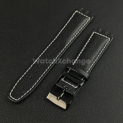 Black Genuine Leather Watch Band Strap 17mm for SWATCH YCS YAS YGS