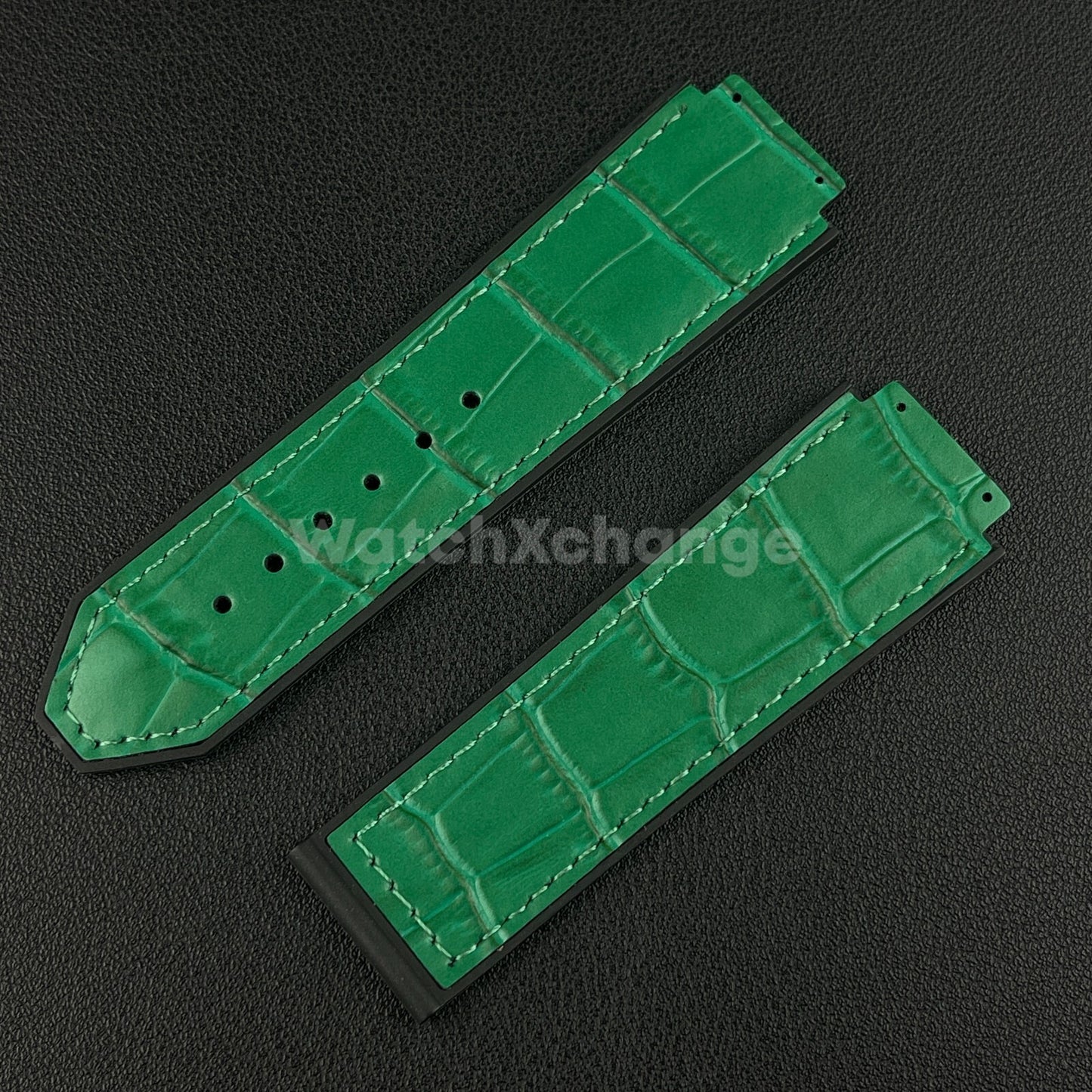 Green Leather Watch Strap Band 26*19mm Fit HUBLOT BIG BANG