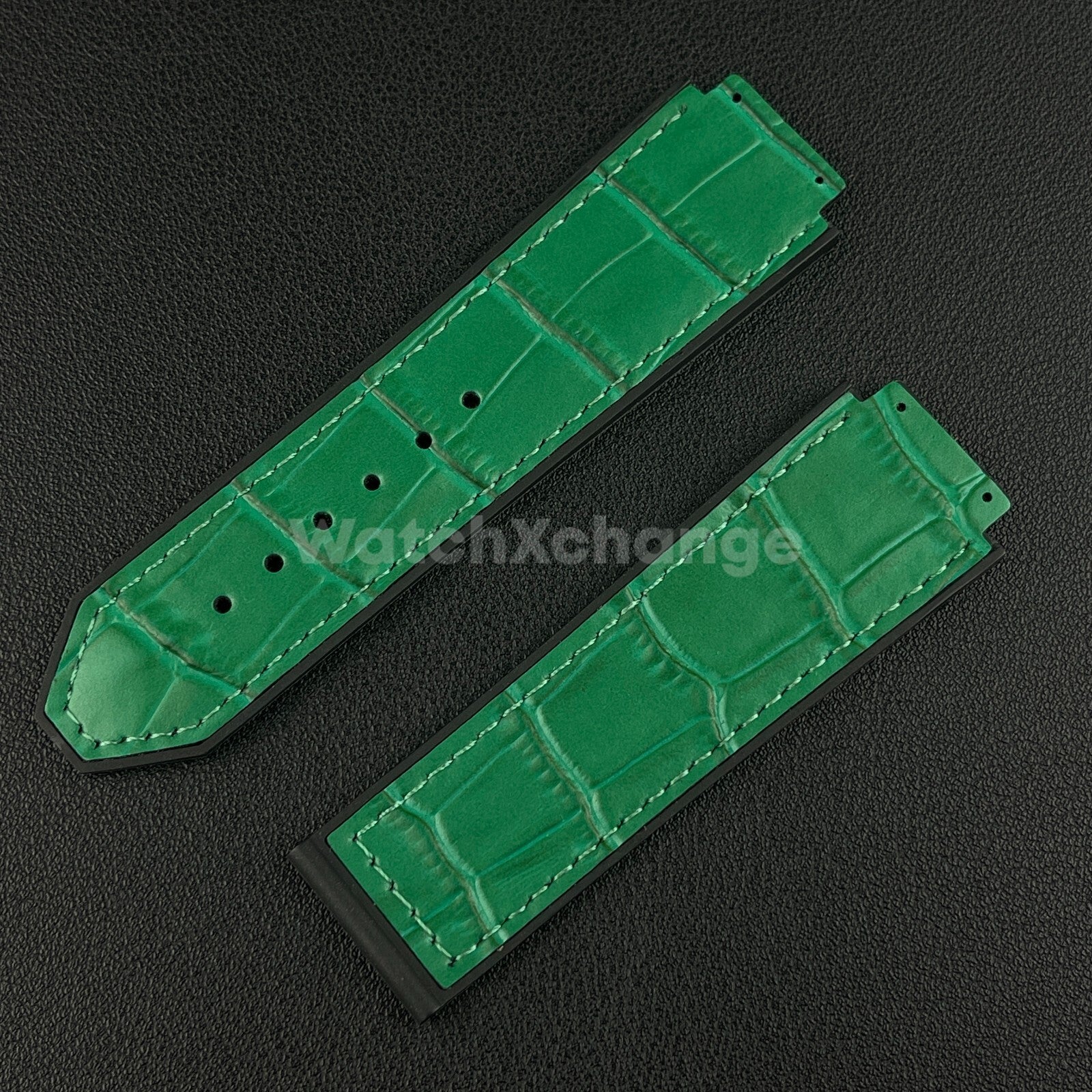 Green Leather Watch Strap Band 26*19mm Fit HUBLOT BIG BANG