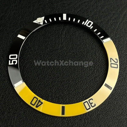 Yellow Ceramic Bezel Insert 38mm GMT For Rolex Seiko SKX007 SKX009 SRPD Sloped