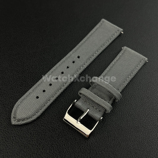 Grey Watch Strap Band Nylon Canvas Sailcloth Quick Release 20mm 22mm 24mm
