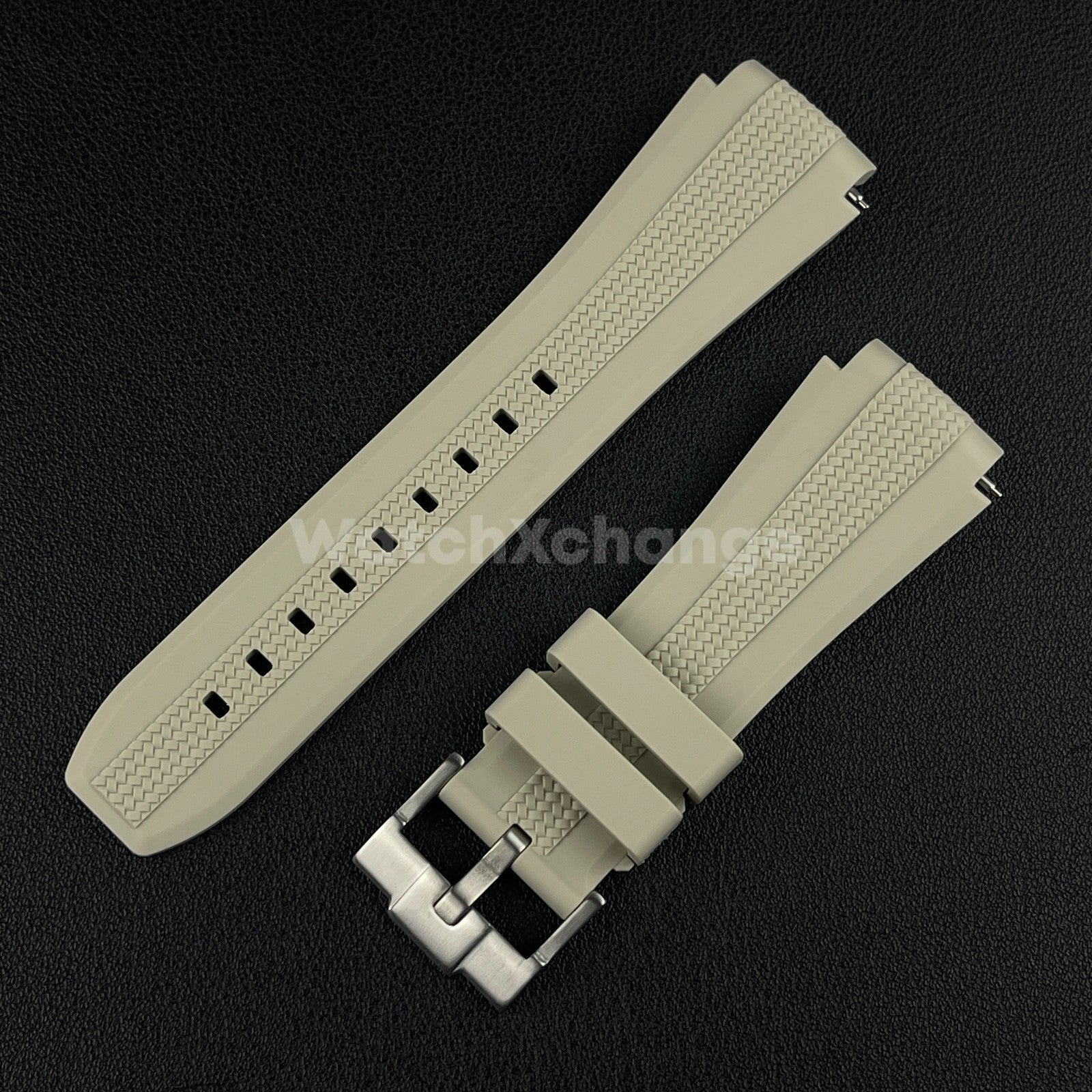 Beige 20mm Silicone Rubber Curved End Watch Strap Band For Omega Rolex