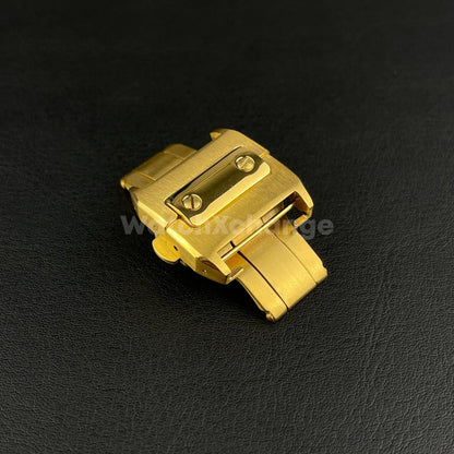 Gold 18 21mm Stainless Steel Deployment Buckle/Clasp fit CARTIER SANTOS watch