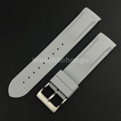 Grey 20mm Silicone Rubber Curved End Watch Strap Band For Omega Rolex