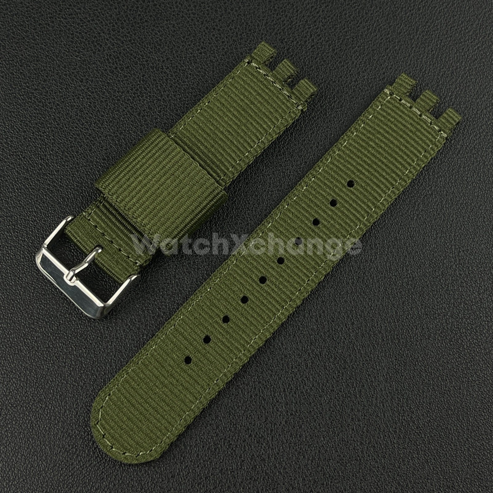 Green Nylon Strap For Swatch Canvas Watch Band Sport Wristband 17/19/20mm