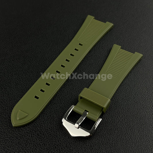 Green 25*12mm Silicone Rubber Watch Strap For Patek Phillip Nautilus 5711 5712
