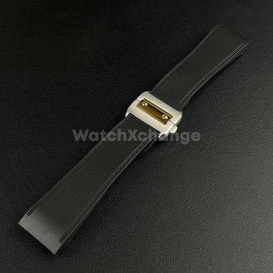 Black Silicone Rubber Diver Strap Band for Cartier Santos 100 XL Large 23mm 25mm