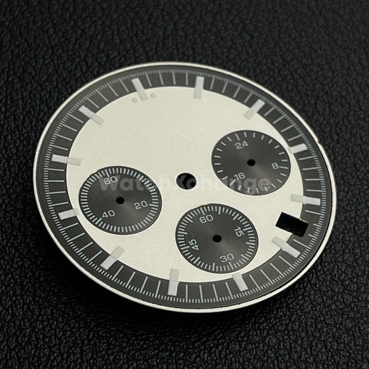 Silver & Black 31.5mm Modified Watch Dial Accessory for VK63 Quartz Movement