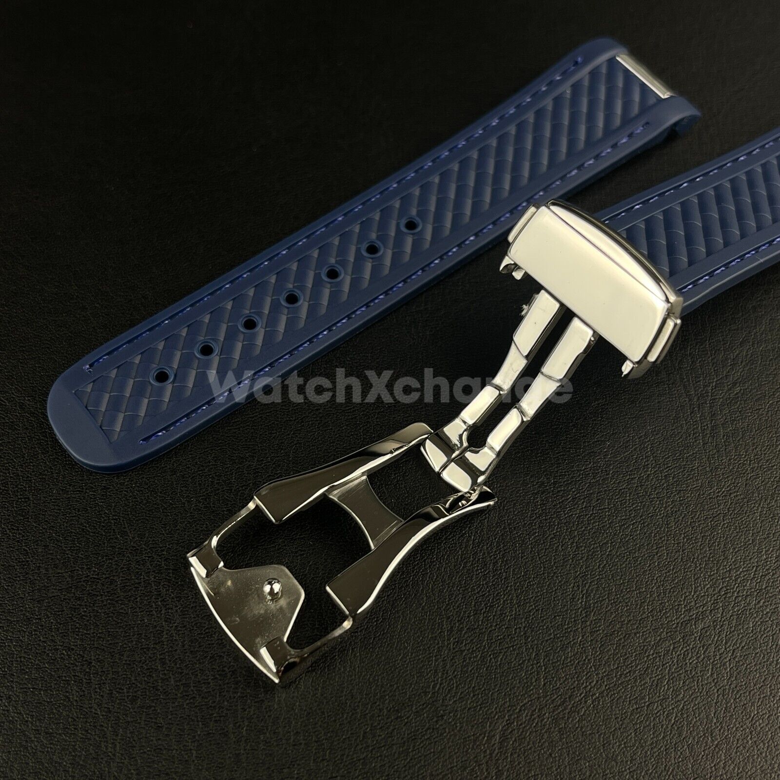 Blue Silicone Rubber Watch Strap For Omega Seamaster Aqua Terra 19/20mm