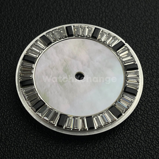 28.5mm Black & White Pearl Shell Texture Watch Dial for SEIKO NH35 NH36 Movement