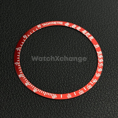 Red & Silver Flat Aluminium Watch Bezel Insert 38.5mm for VK63 Quartz Watches