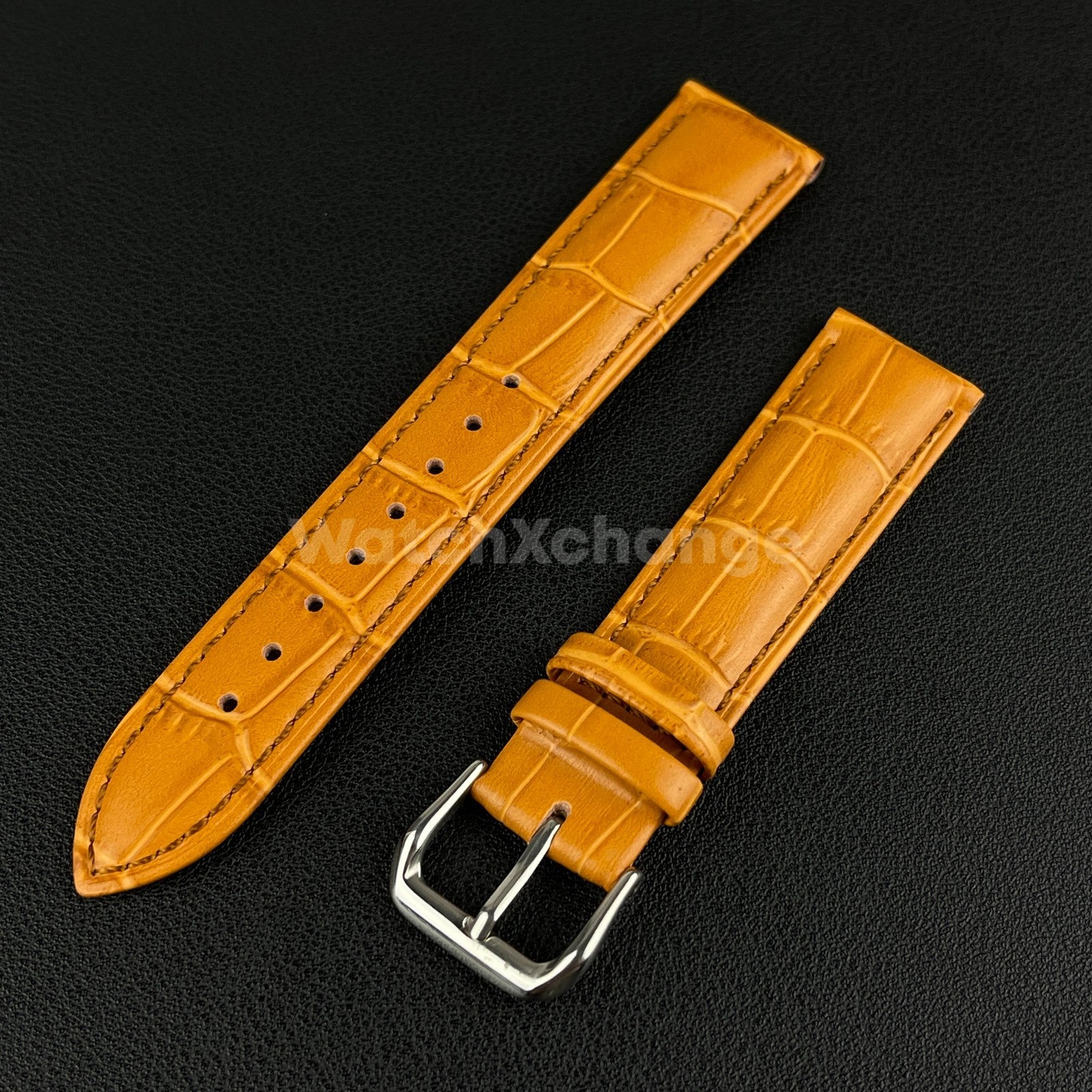 Orange Genuine Leather Universal Watch Strap Band Alligator Grain 20mm