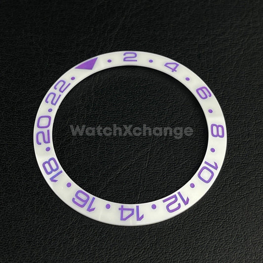 Purple White 38mm Ceramic Bezel Insert For Rolex Seiko SKX007 SKX009 SRPD Sloped