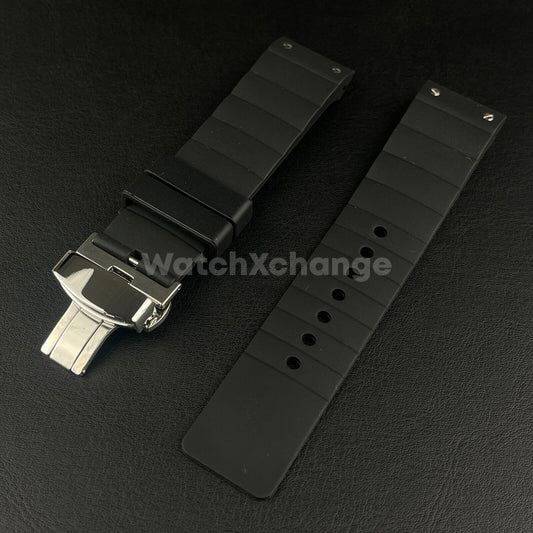 Black Silicone Rubber Watch Strap For Cartier Santos 100 Curved Ends 23mm