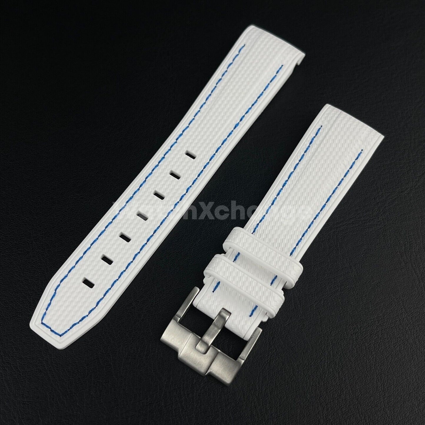 White 20mm Silicone Rubber Curved End Watch Strap Band For Omega Rolex