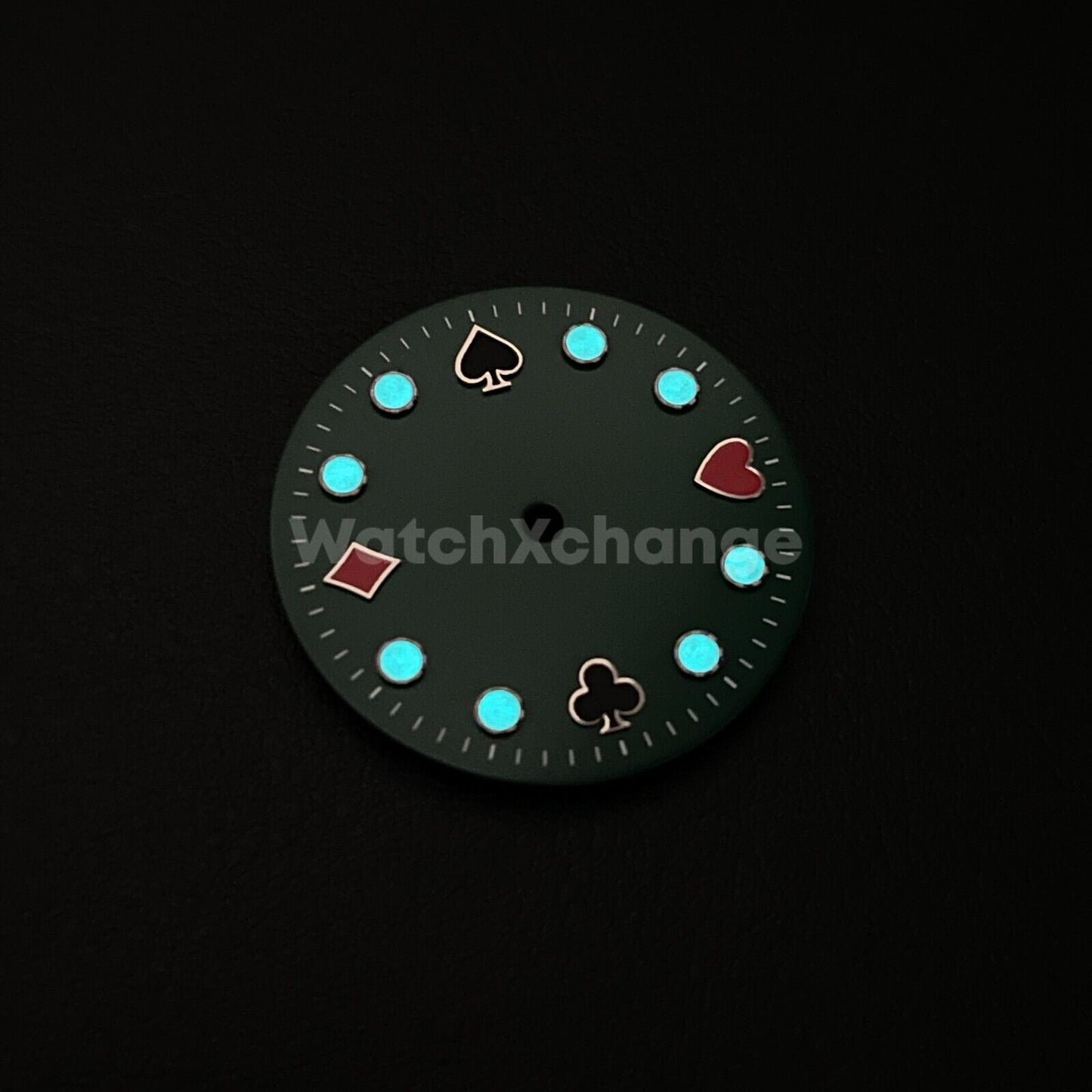 28.5mm Green Poker Watch Dial Blue Luminous for SEIKO NH35 Watch Movement Parts