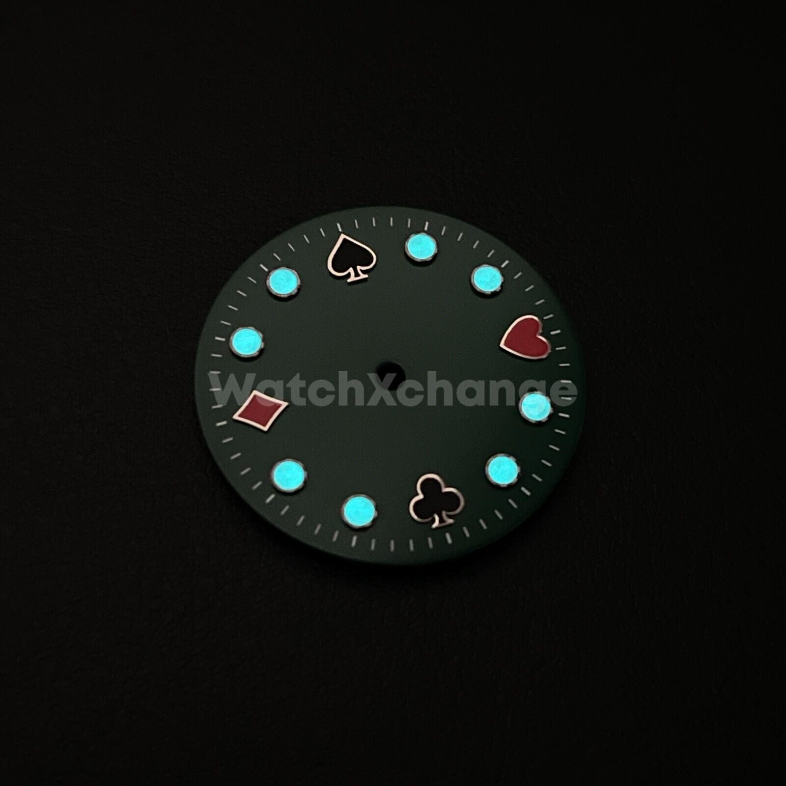 28.5mm Green Poker Watch Dial Blue Luminous for SEIKO NH35 Watch Movement Parts