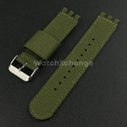 Green Nylon Strap For Swatch Canvas Watch Band Sport Wristband 17/19/20mm