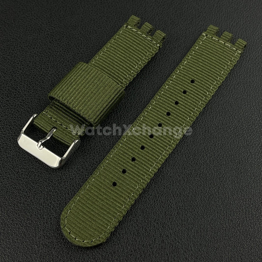 Green Nylon Strap For Swatch Canvas Watch Band Sport Wristband 17/19/20mm