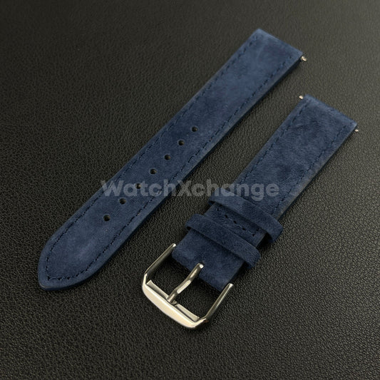 Navy Blue Watch Strap Suede Leather Premium Quick Release Band 18 19 20 22mm