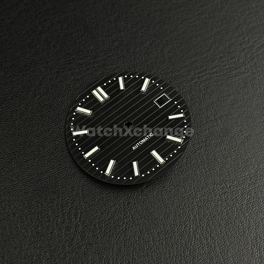 30.8mm Black Nautilus Style Dial C3 Luminous For Seiko NH35 Movement