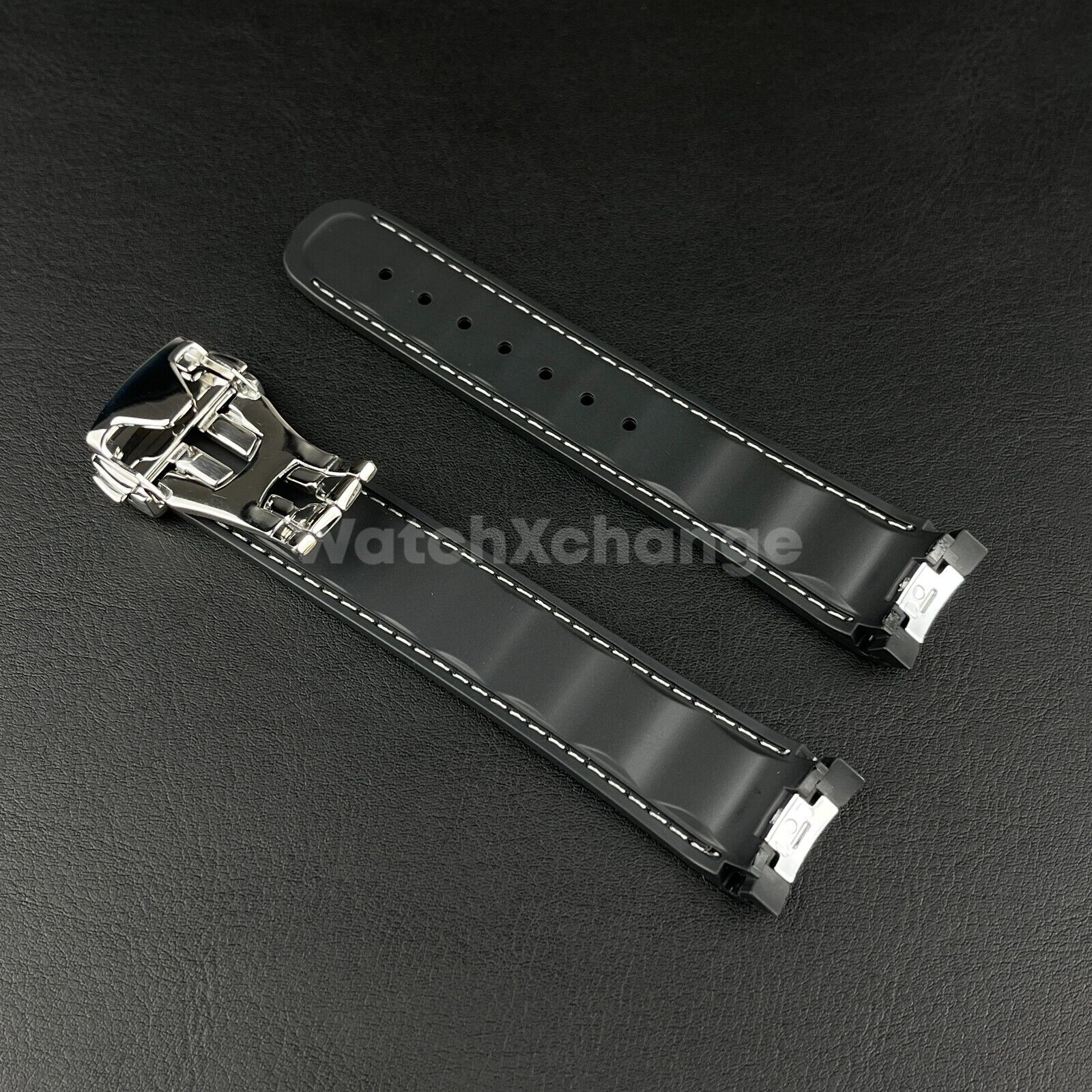 19mm For OMEGA Seamaster Aqua Terra Watch Silicone Rubber Strap Clasp Black