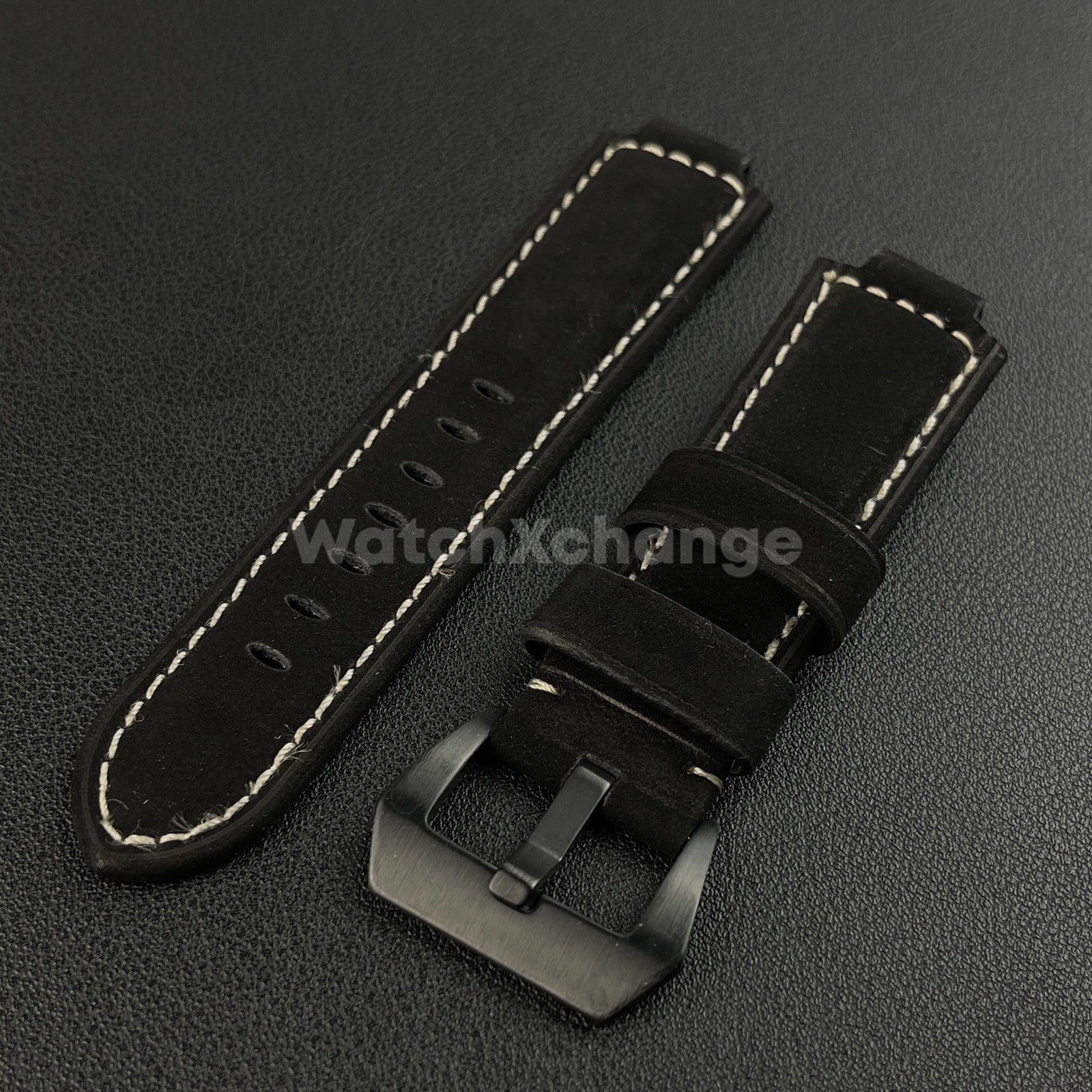 Black Suede Leather Watch Strap for Timex Tidal Compass T2N72 T2N720 14mm 16mm