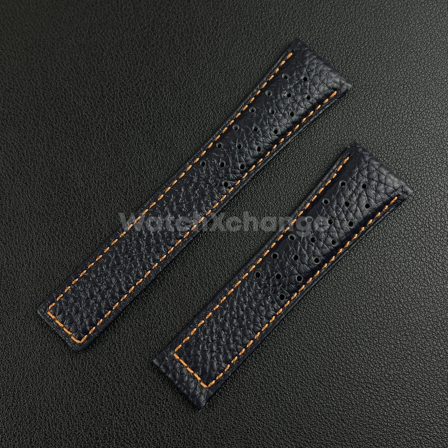 Blue 22mm Perforated Leather Racing Strap for TAG Heuer Monaco Wrist Band