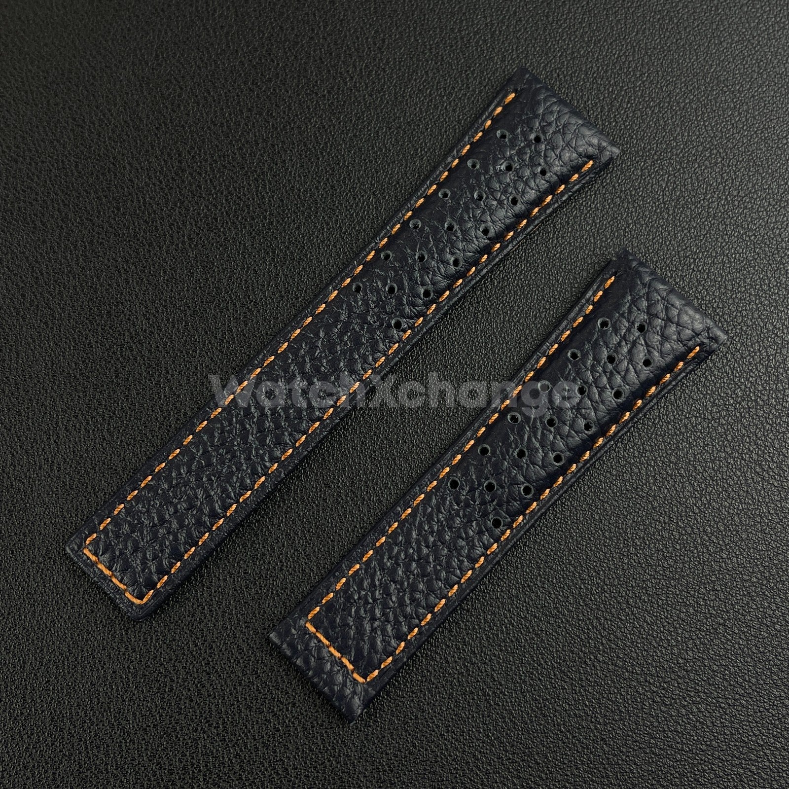 Blue 22mm Perforated Leather Racing Strap for TAG Heuer Monaco Wrist Band
