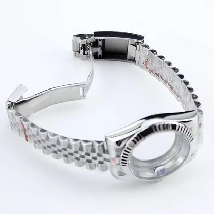 36mm Sapphire Crystal Watch Case Fit NH35 NH36 Jubilee Stainless Steel Silver