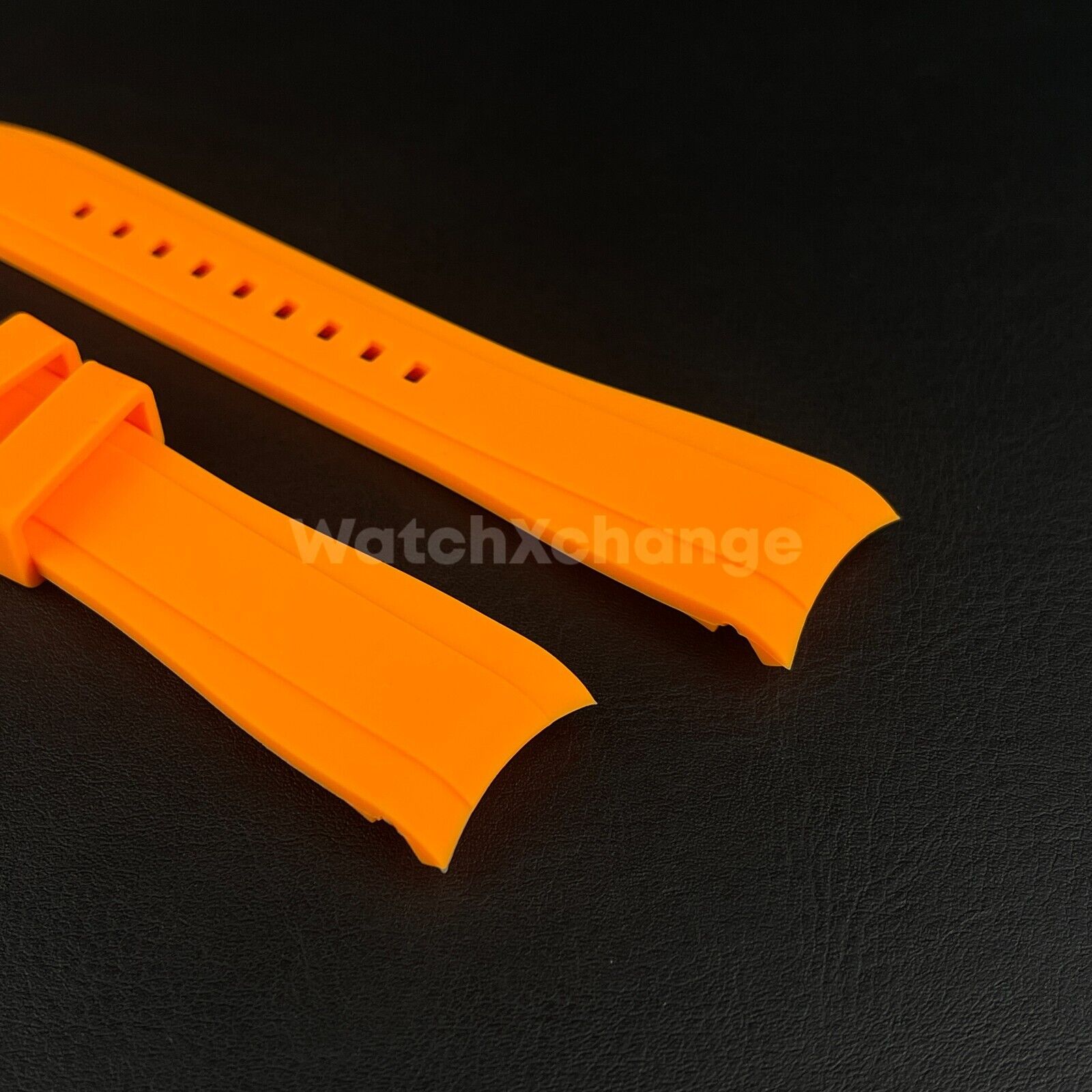 Orange 20 22mm Rubber Curved End Watch Strap Band Made For Rolex Submariner GMT