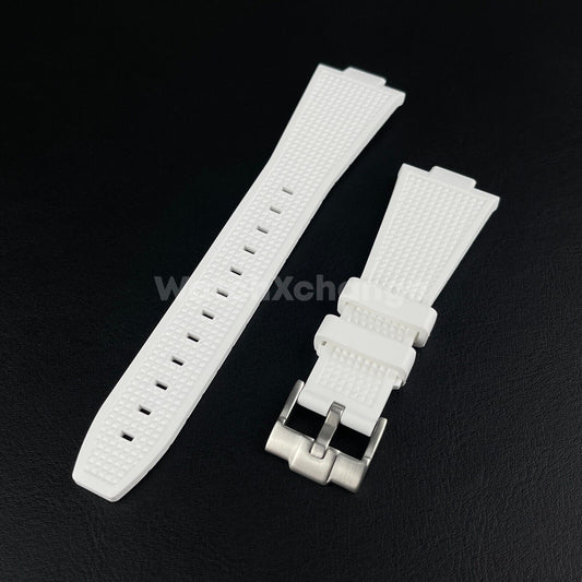 White Tissot PRX Waffle Silicone Rubber Watch Strap 12mm 40mm Powermatic 80