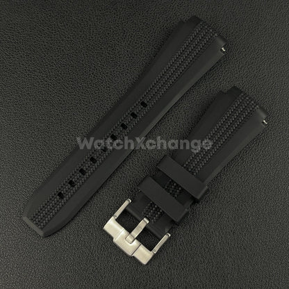Black 20mm Silicone Rubber Curved End Watch Strap Band For Omega Rolex