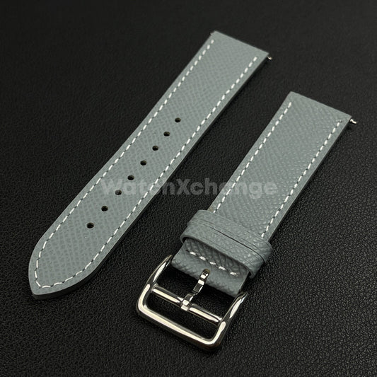 Grey Universal Quick Release Genuine Leather Watch Strap Band 18mm 20mm 22mm